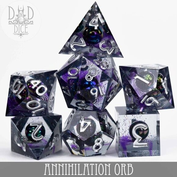 NEW - Dice Set - Annihilation Orb - Handmade - 7 Resin Dice - Dungeons & Dragons - Picture 2 of 5